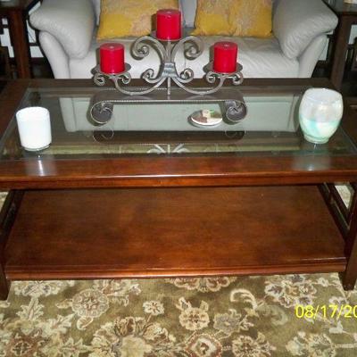 Wood with Glass Top Insert Coffee Table 