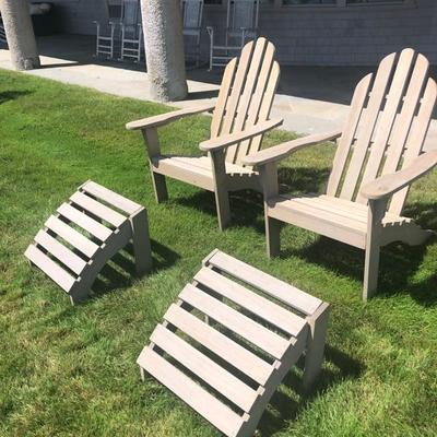 2 of 6 - Oak refinished Adirondack chairs with foot rest