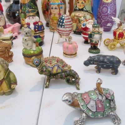 Lot's of fun small decor items including REAL Russian nesting dolls, Swavorski gold, and enamel trinket holders, Repo toys from the...