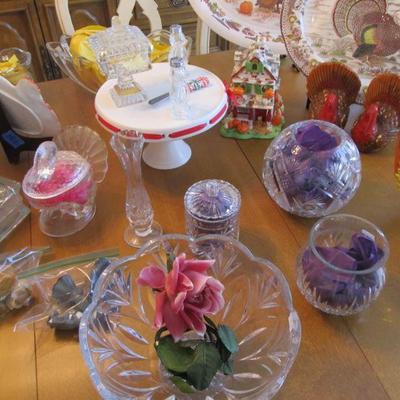 Crystal bowls & vases as well as other various nice things.
