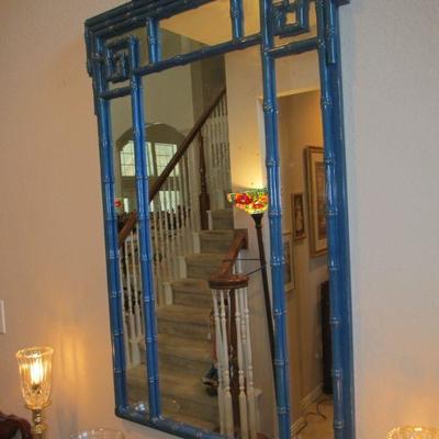 Large Asian style blue mirror