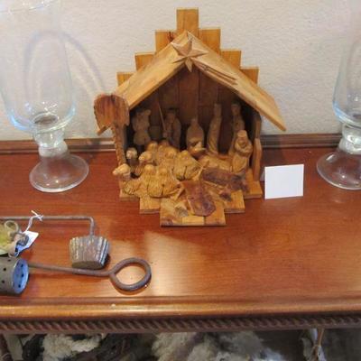 This nativity is hand-carved and was actually made in the holy land