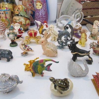 Lot's of fun small decor items including REAL Russian nesting dolls, Swavorski gold, and enamel trinket holders, Repo toys from the...