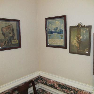 Vintage framed art.