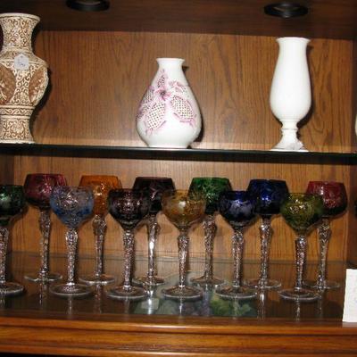 colored cut to clear crystal glasses 