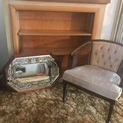 Three Shelf Bookcase Chair and Mirror