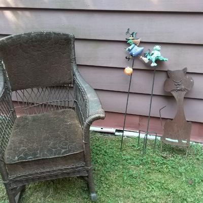Wicker Chair & Yard Art