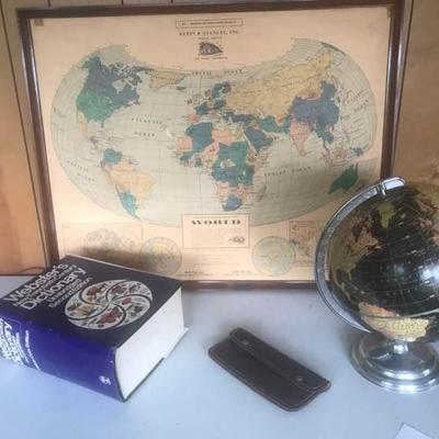 Vintage World Map Globe Dictionary