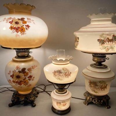 3 Vintage Hurricane Lamps