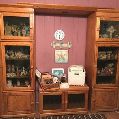 Entertainment center $200
3 sections and lighted top
side unit $75
2 available
28 X 21 X 76
