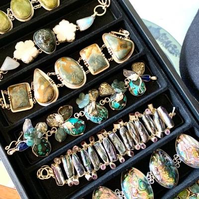 Sterling Silver Toggle Gem Bracelets