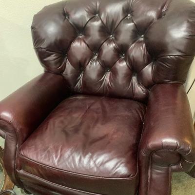 Large leather, tufted chair