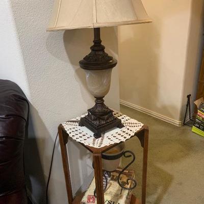 Lamp and antique side table