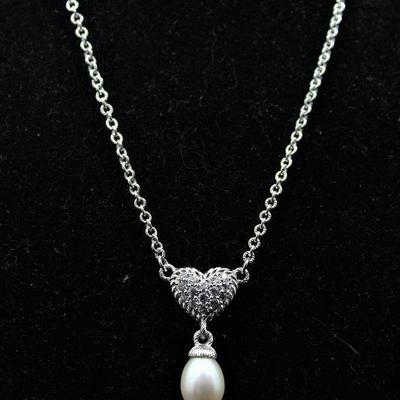 Sterling Necklace with cultured Pearl