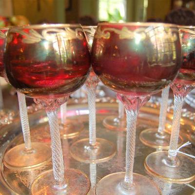 Ruby and gold-trimmed goblets