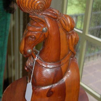 Carved wooden horse head