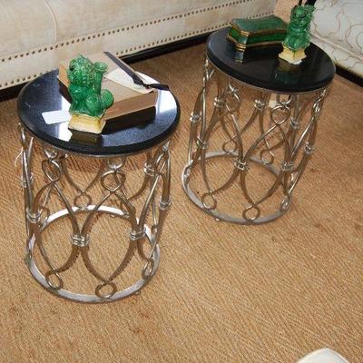 Marble and steel stools