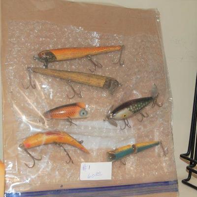 Fly rods, fishing poles and antique lures