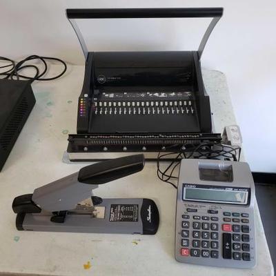 #15090 â€¢ Heavy Duty Stapler, Calculator, CombBind C12 Manual Binding System, And More