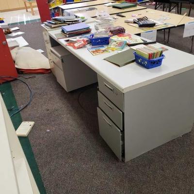#17028 â€¢ Desk And Filling Cabinet, Content Included