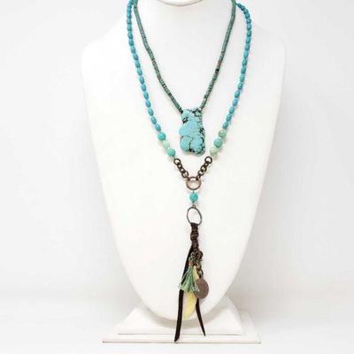 #218 â€¢ 2 Sterling Silver And Turquoise Necklaces