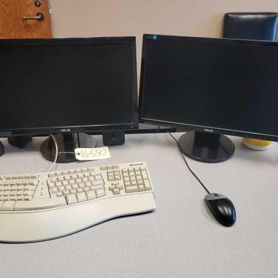 #16550 â€¢ 2 Asus Monitor's With Tower, Speakers, And Keyboard