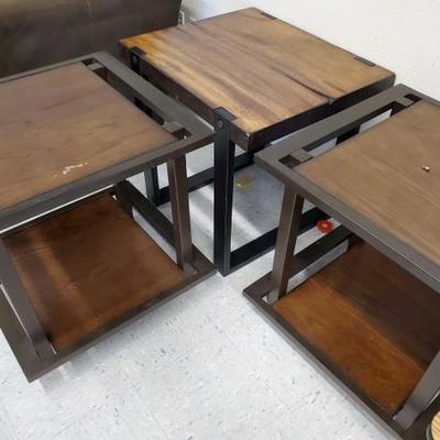 #10054 â€¢ 3 Metal Framed End Tables