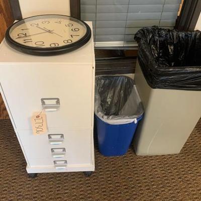 #27306 â€¢ File Cabinet, Clock, and Trash Cans