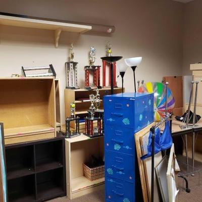 #28208 â€¢ Shelving, Cabinets, Tables, Trophies, Filing Cabinet, and More
