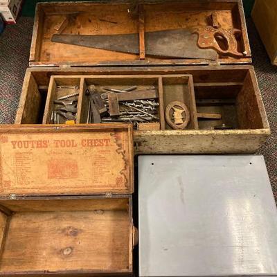 874	
Antique Tool Boxâ€™s and Cash Box
Antique Tool Boxâ€™s and Cash Box