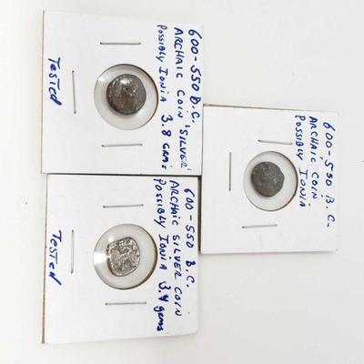 #290 â€¢ 3 600-550 B.C. Archaic Coins Possibly Ionia