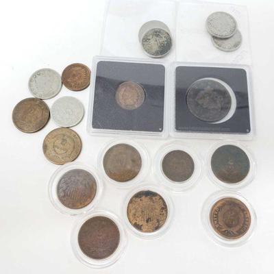 #270 â€¢ Indian Head Pennies, 1864 and 1865 2 Cent Coins, Barber Head Nickels, And More

