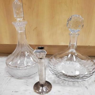 668	
Waterford Decanter, Glass Decanter and Gucci Candle Holder
Waterford Decanter, Glass Decanter and Gucci Candle Holder