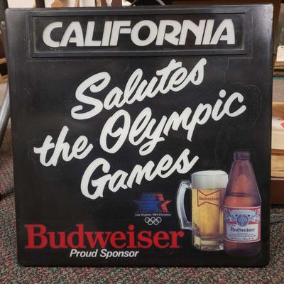 #780 â€¢ California Olympics Budweiser Lighted Sign and Collectible Beer Steins