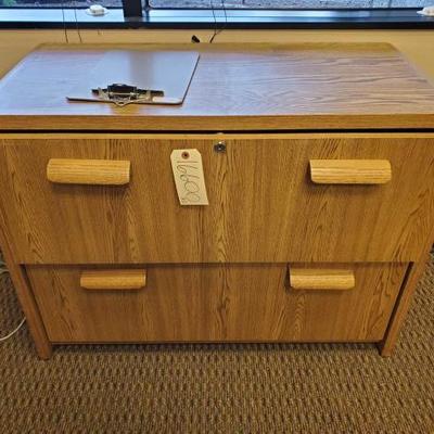 #16600 â€¢ Wooden Desk and Wooden File Cabinet