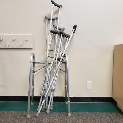 #17102 â€¢ 3 Pairs Of Crutches, And Walker