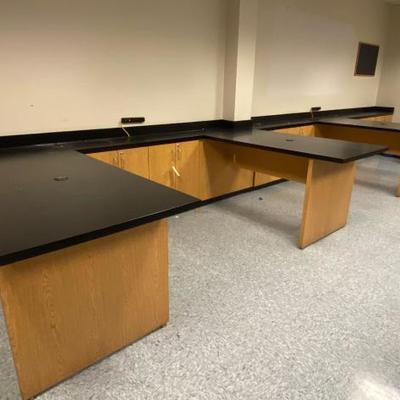 #27900 â€¢ Wooden Cabinets With Attached Desks