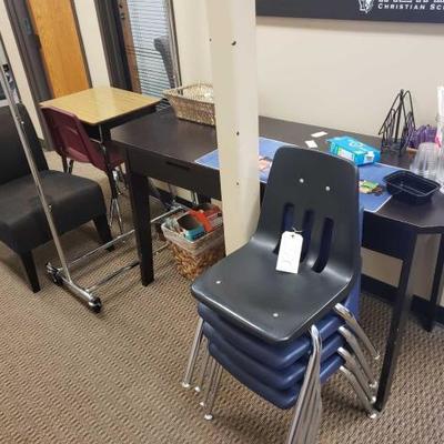 #16500 â€¢ 6 Chairs, Desk, Table, Clothes Rack, And More