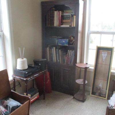 Another bookshelf & books, lift top bench, tables