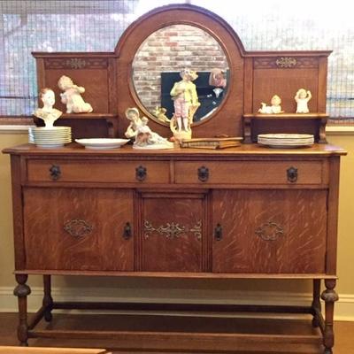 Antique Mirrored Buffet with Piano Babies