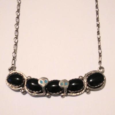 American Indian snake onyx sterling necklace