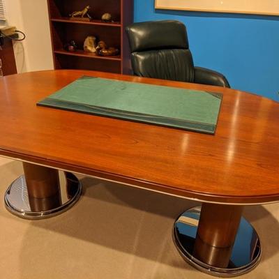 Oval shape desk w/pedestal legs
$495