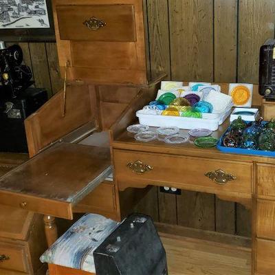 Mid Century Desk with slide out shelf for typewriter.