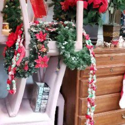 4 Pink Chairs, Dresser, Potted Fake Plants