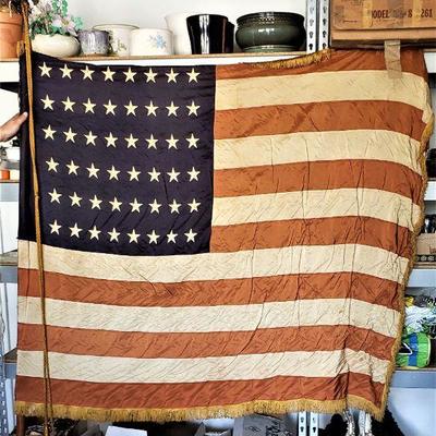 48 Star American Parade Flag-about 4 feet wide with fringe