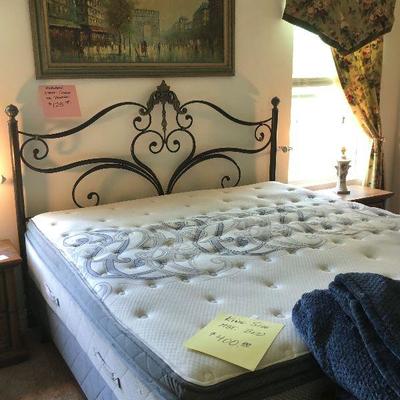 King Size Bed, with wrought Iron Head board