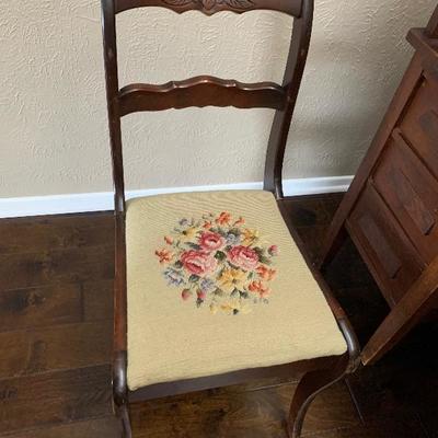 antique needle point chair 