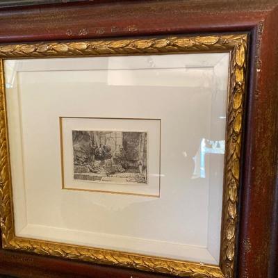 Authentic 18th century printing of a Rembrandt plate framed in an ultra rare Condition period frame - Franklin Bowles certified authentic  