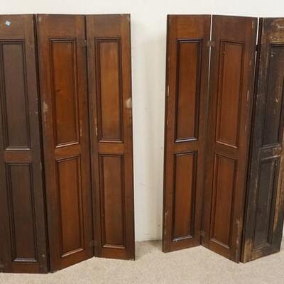 1217	LOT OF 2 WALNUT 3 SECTION PANELLED SHUTTERS, CLOSED APPROXIMATELY 11 IN X 55 3/4 IN
