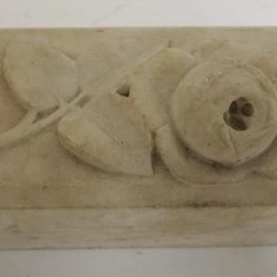 1083	CARVED STONE PAPERWEIGHT, ROSE IN RELIEF, 7 1/2 IN X 4 IN X 3 1/2 IN HIGH
